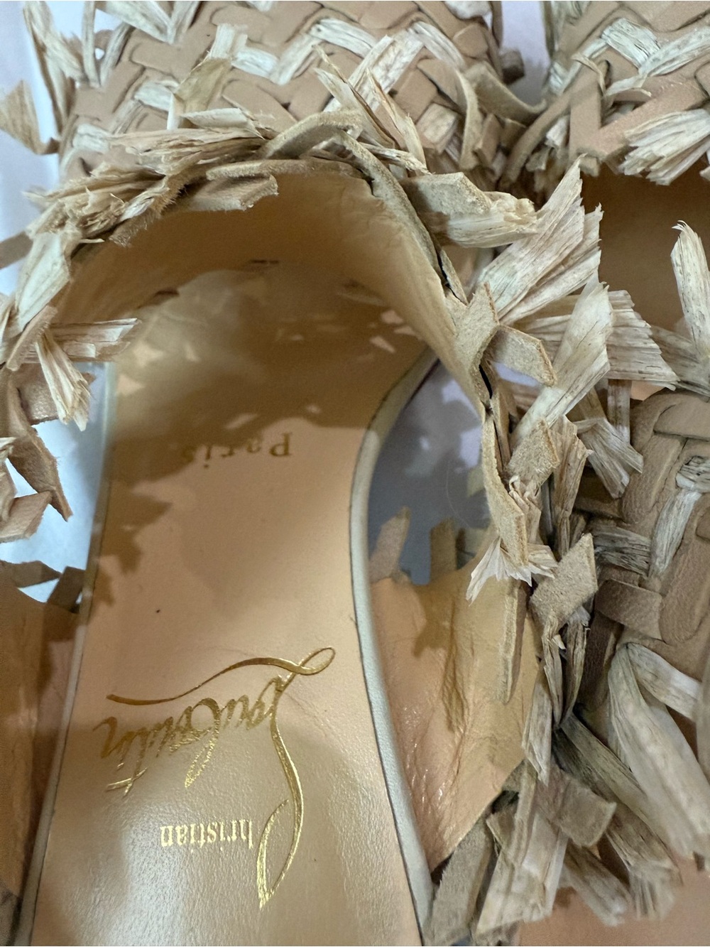 Christian Louboutin Beige Woven Raffia Slide Mules - Picture 12 of 12